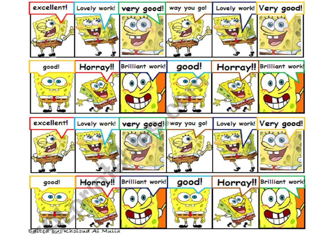 Rewarding Stickers: spongebob worksheet