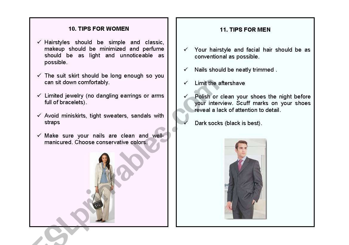 HOW TO DRESS FOR A JOB INTERVIEW    (Parts 10, 11 and 12)