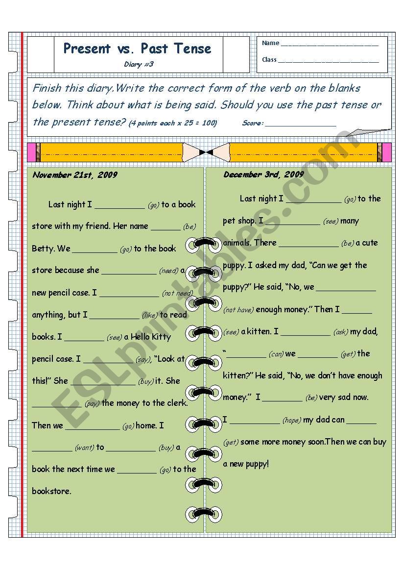 Present vs. Past Tense (Diary #3)