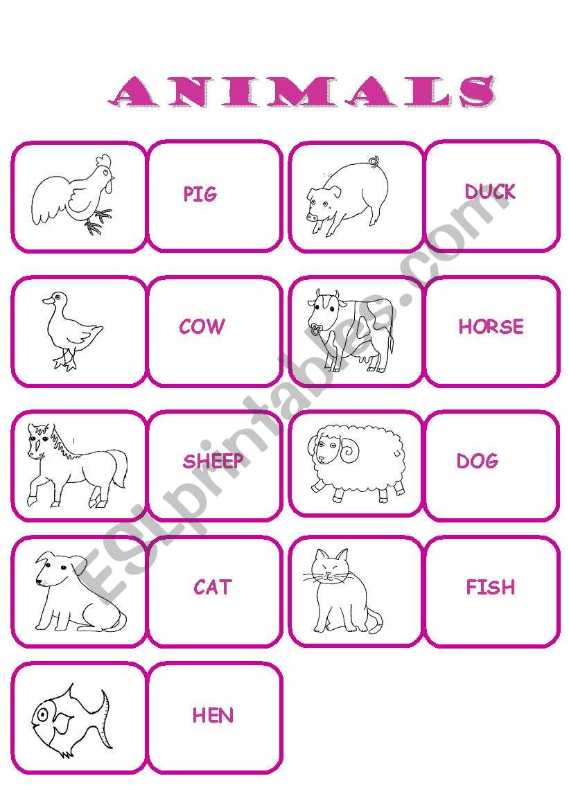 Animals Dominoes worksheet