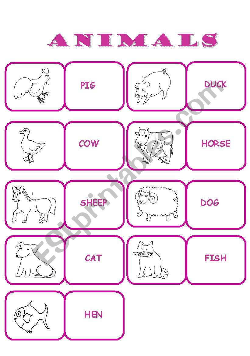 Animals Dominoes worksheet