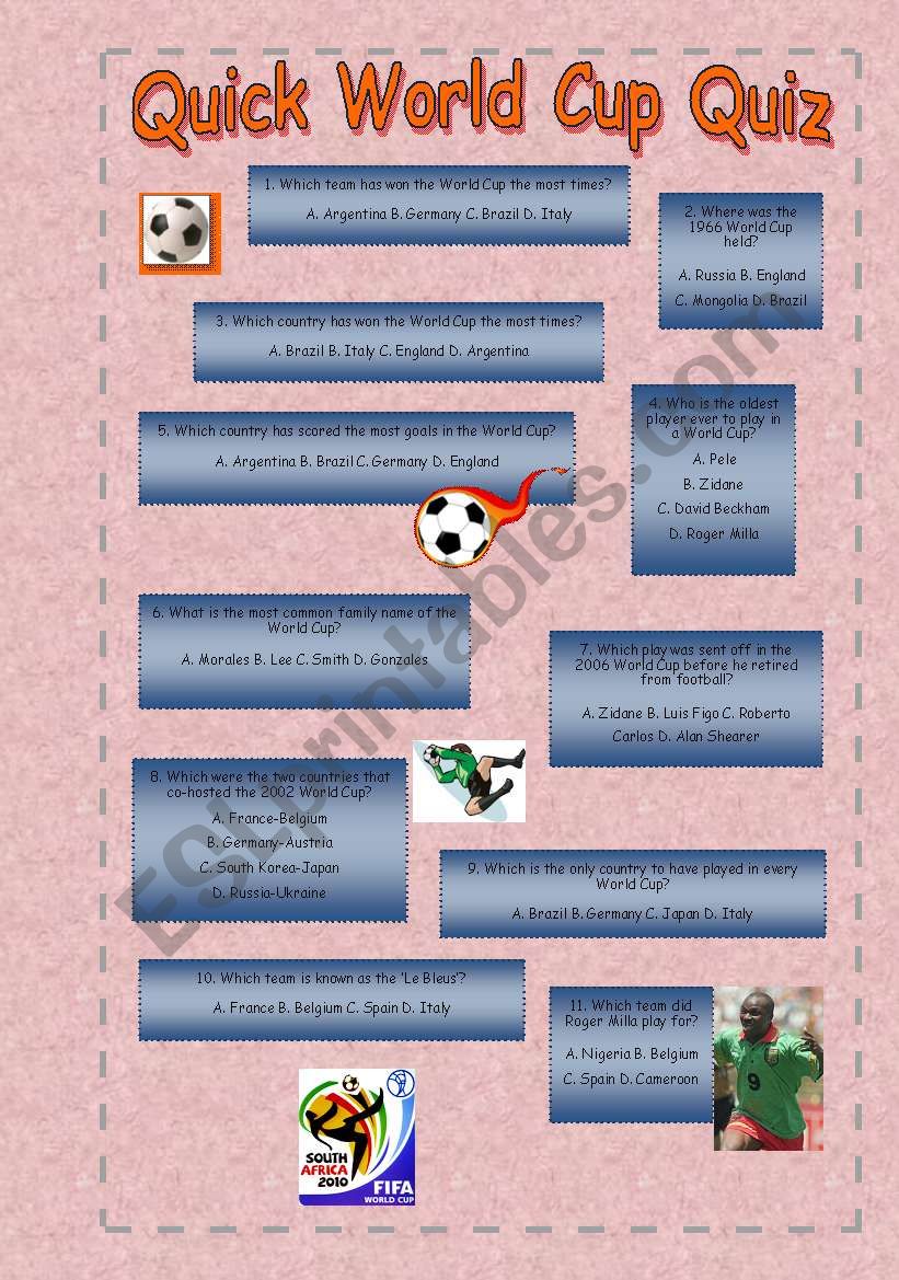 Quick World Cup Quiz worksheet