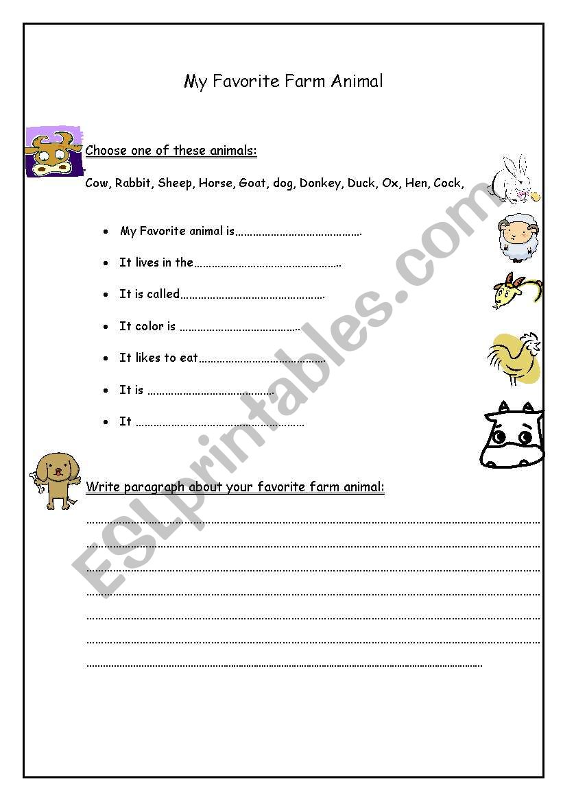 farm animal worksheet