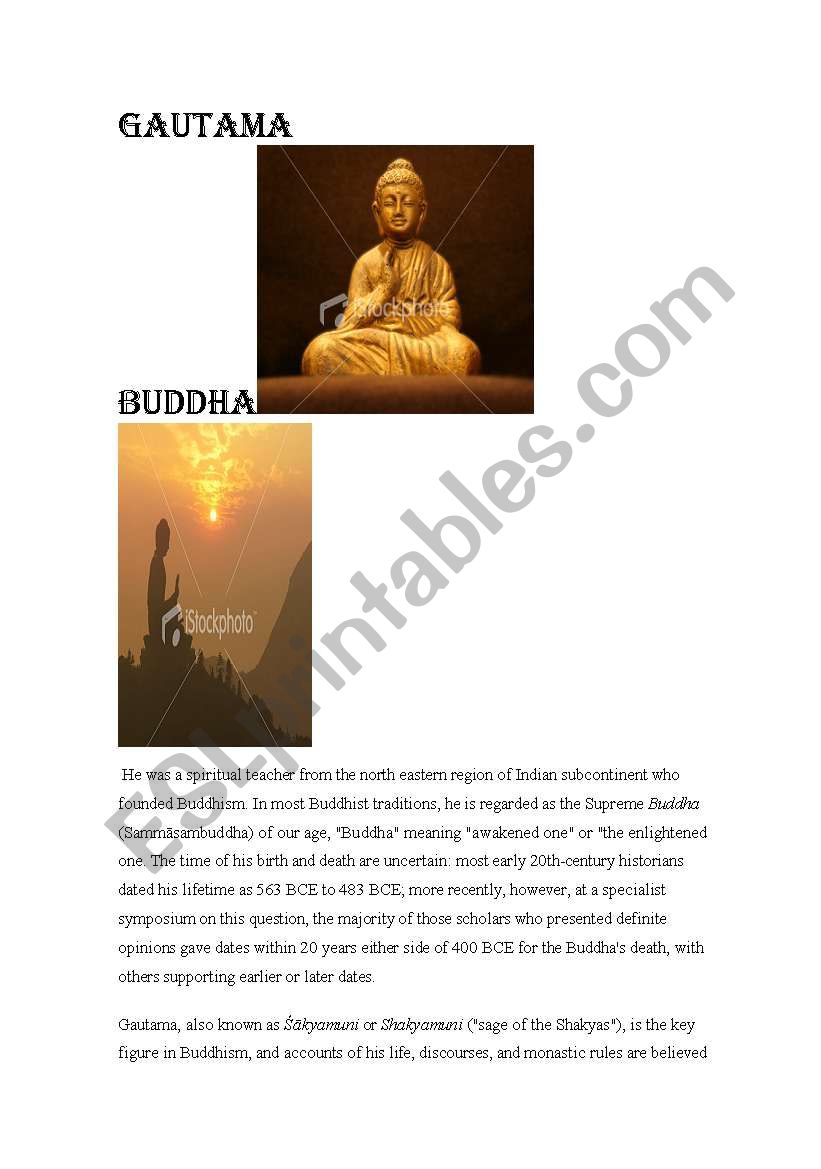 BUDDHA worksheet