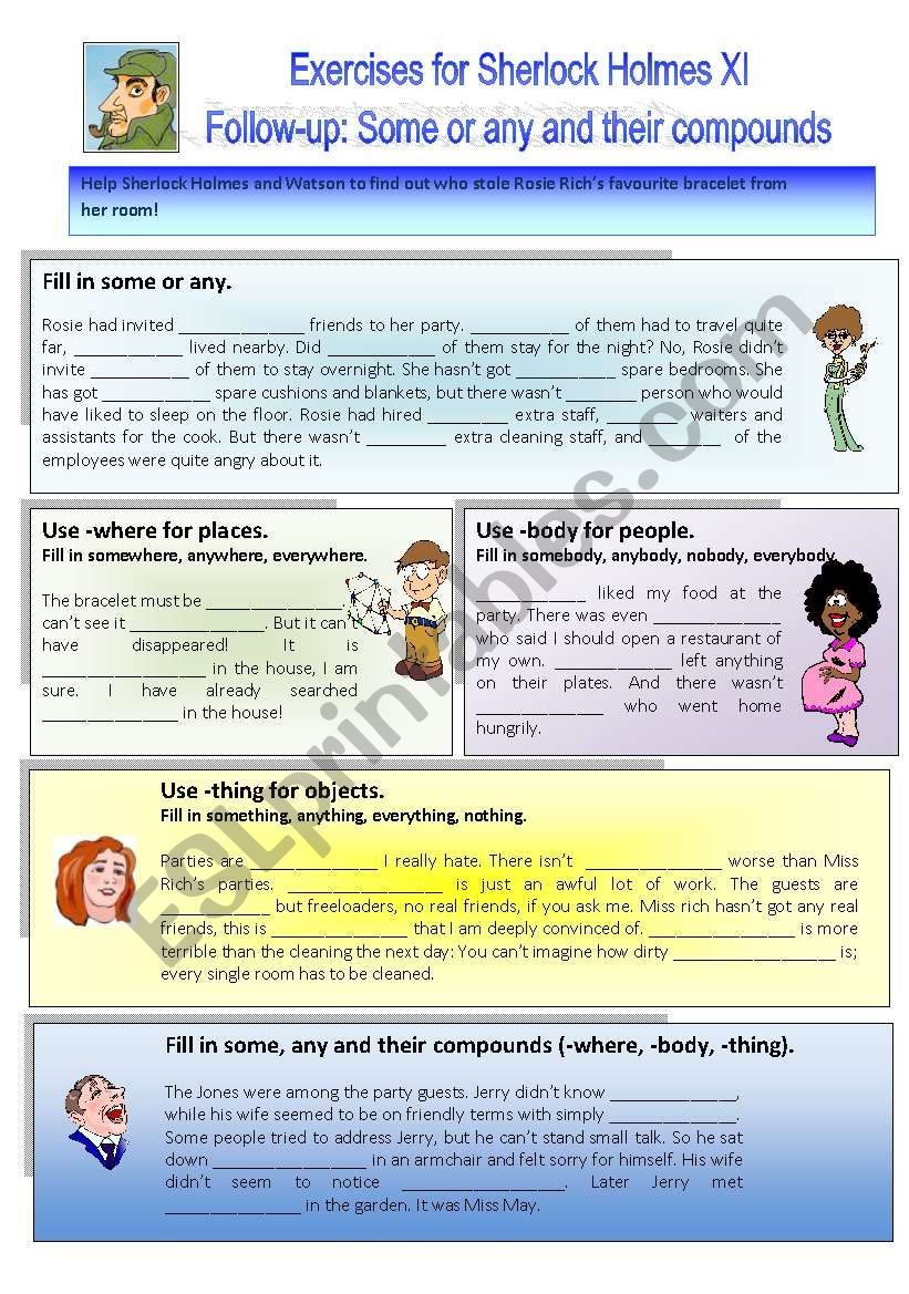 Sherlock Holmes case XI Follow-up: Exercises on some or any and their compounds