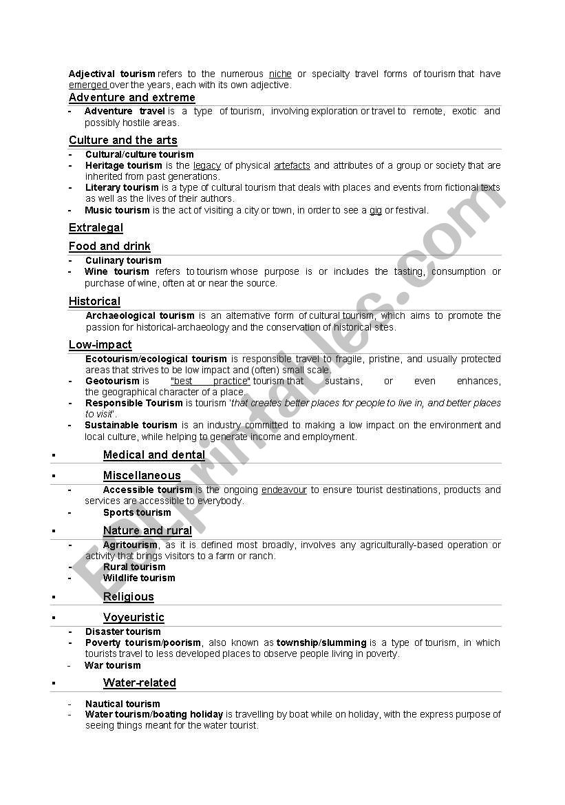 Adjectival Tourism worksheet