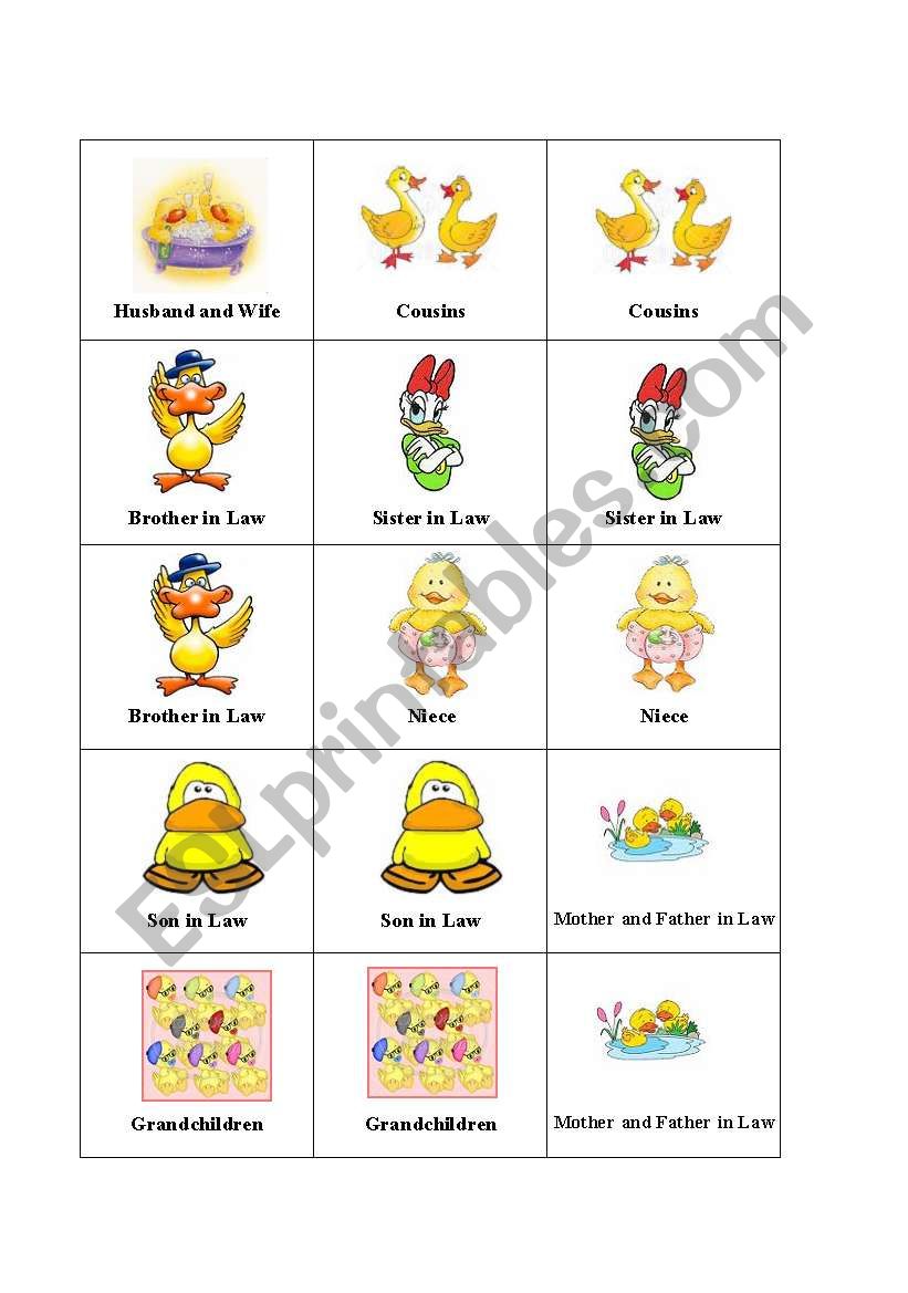 Family members memory part 1 worksheet