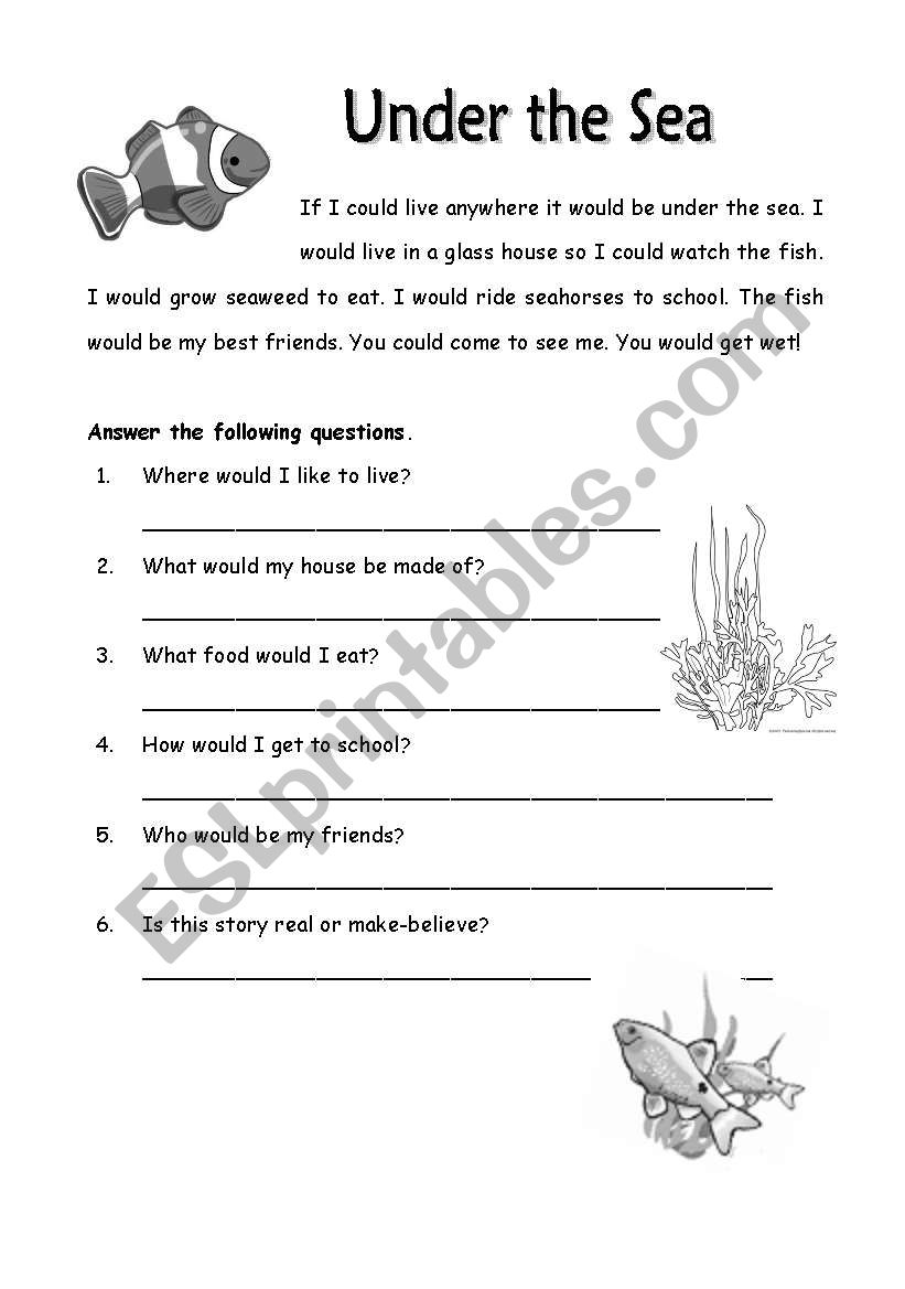 Under the Sea worksheet