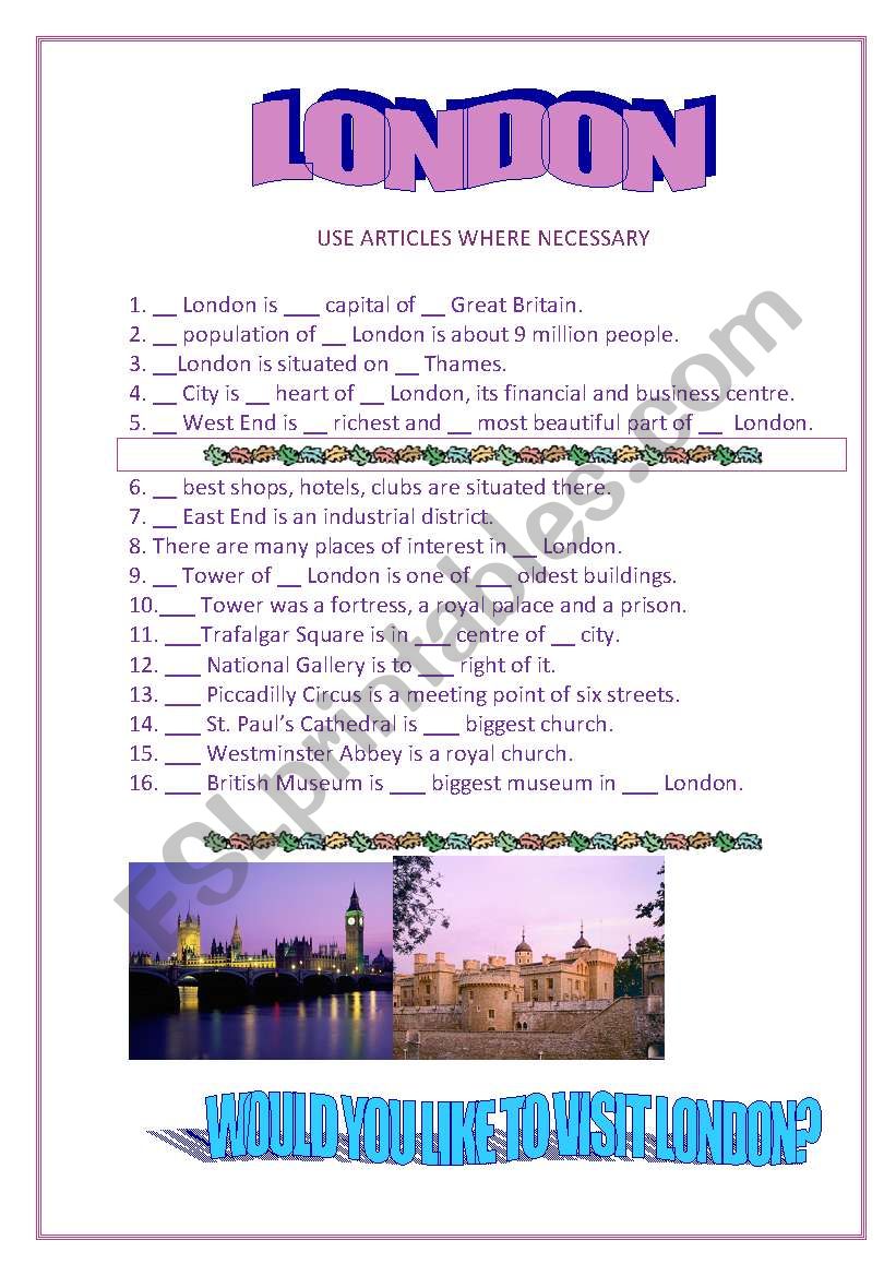 London. Articles with geographical names