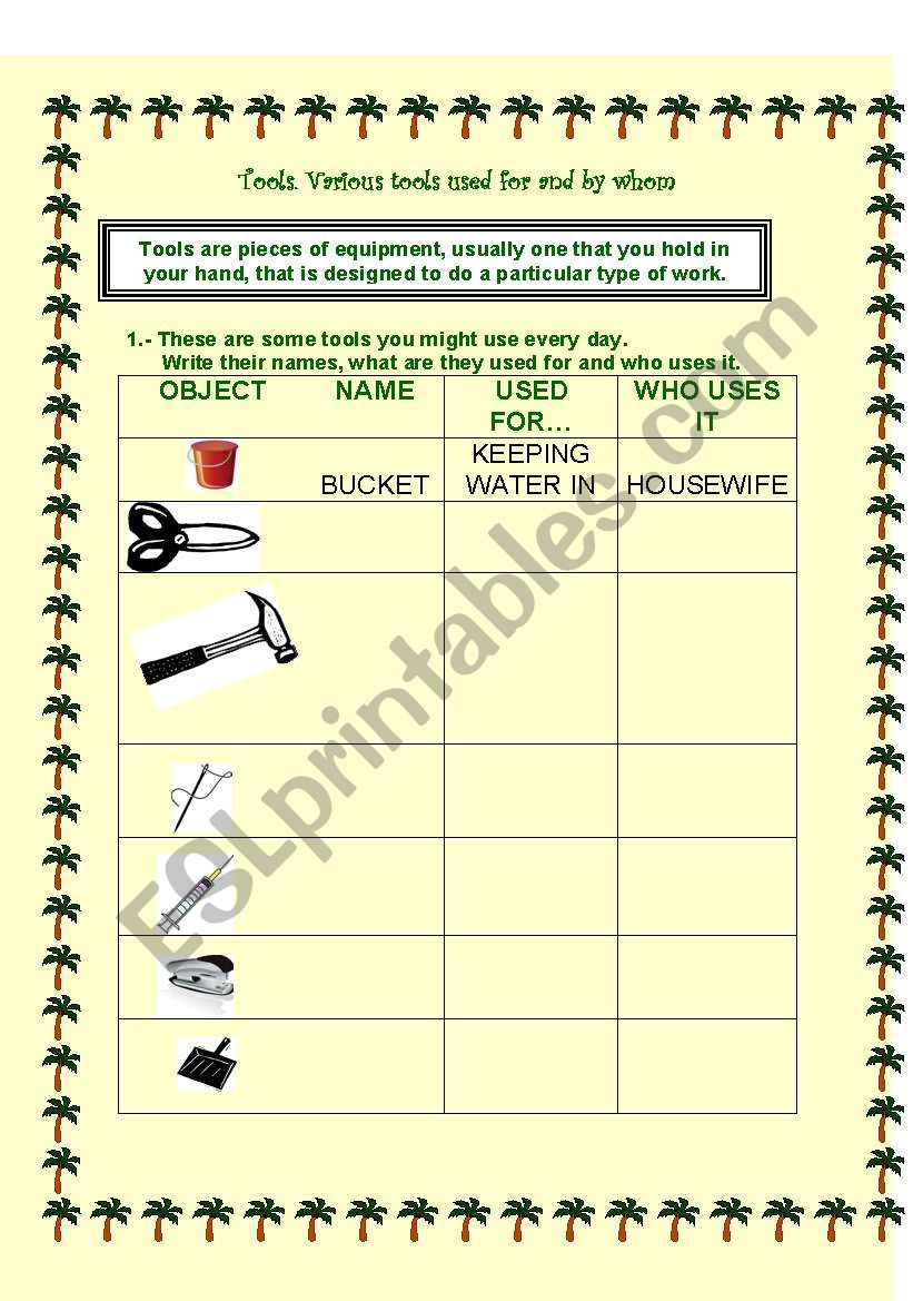 TOOLS worksheet