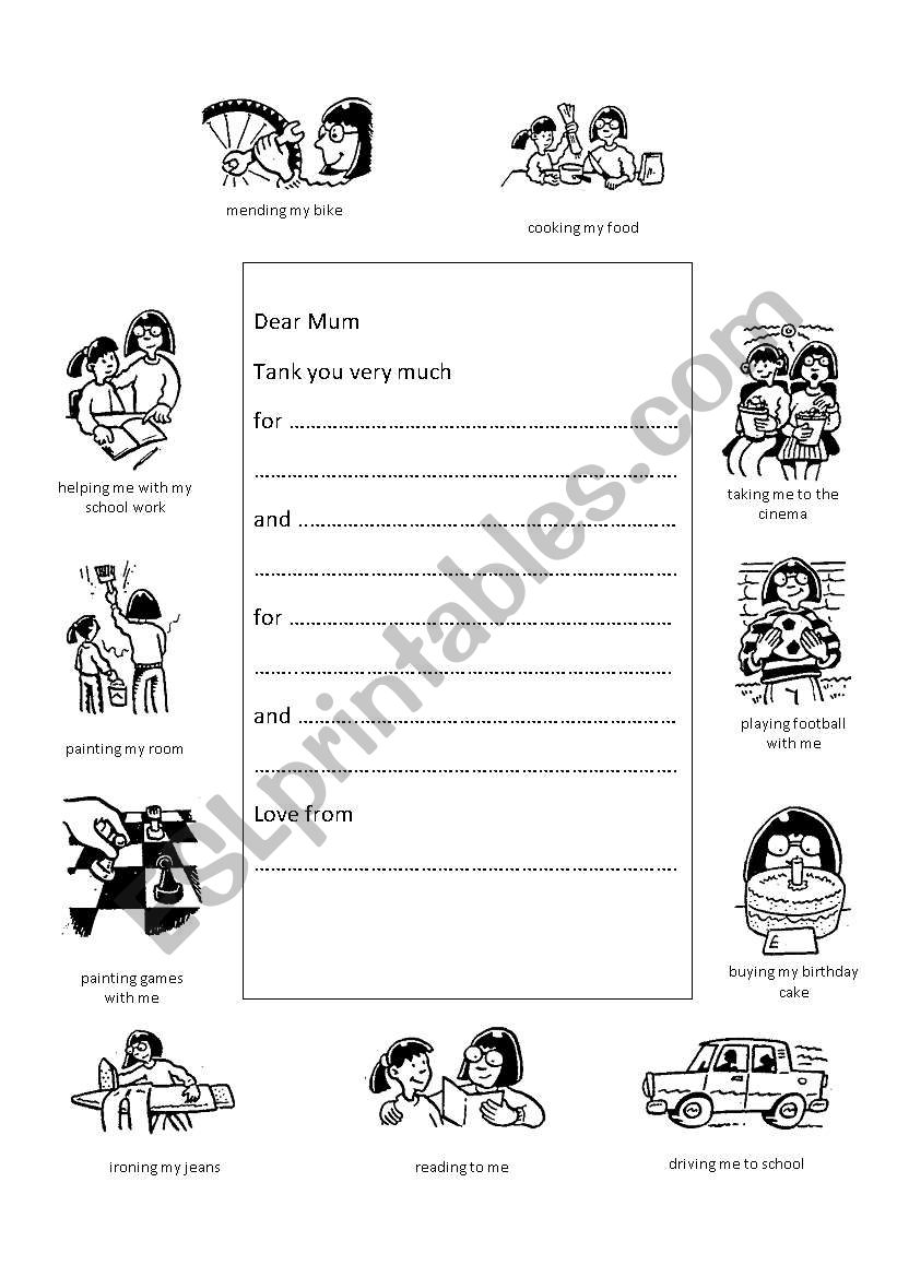 Mothers day worksheet