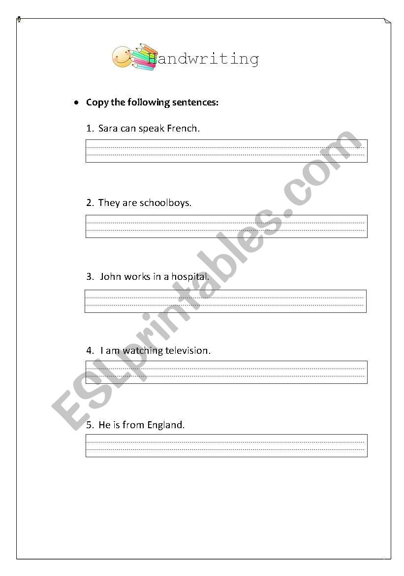 Handwriting worksheet