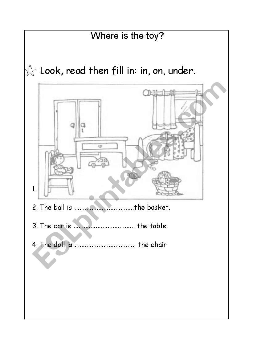 where is the toy? worksheet