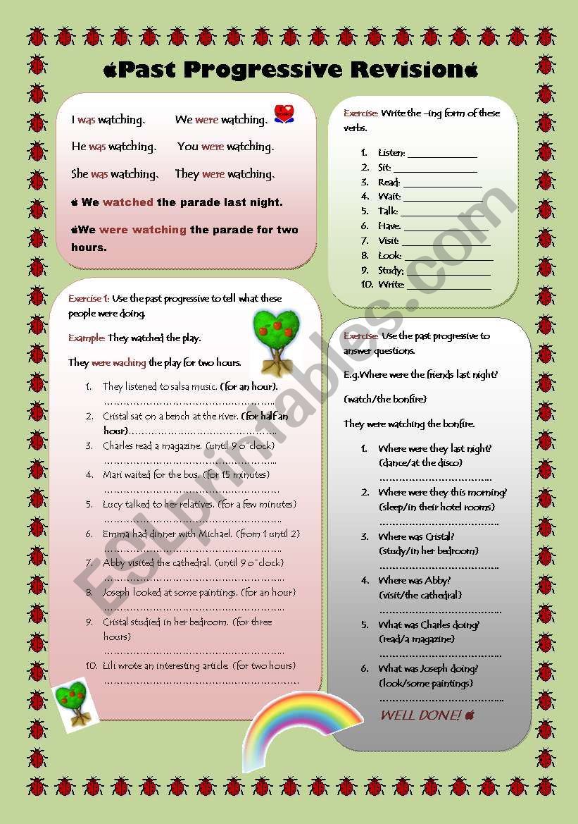 PAST PROGRESSIVE REVISION worksheet