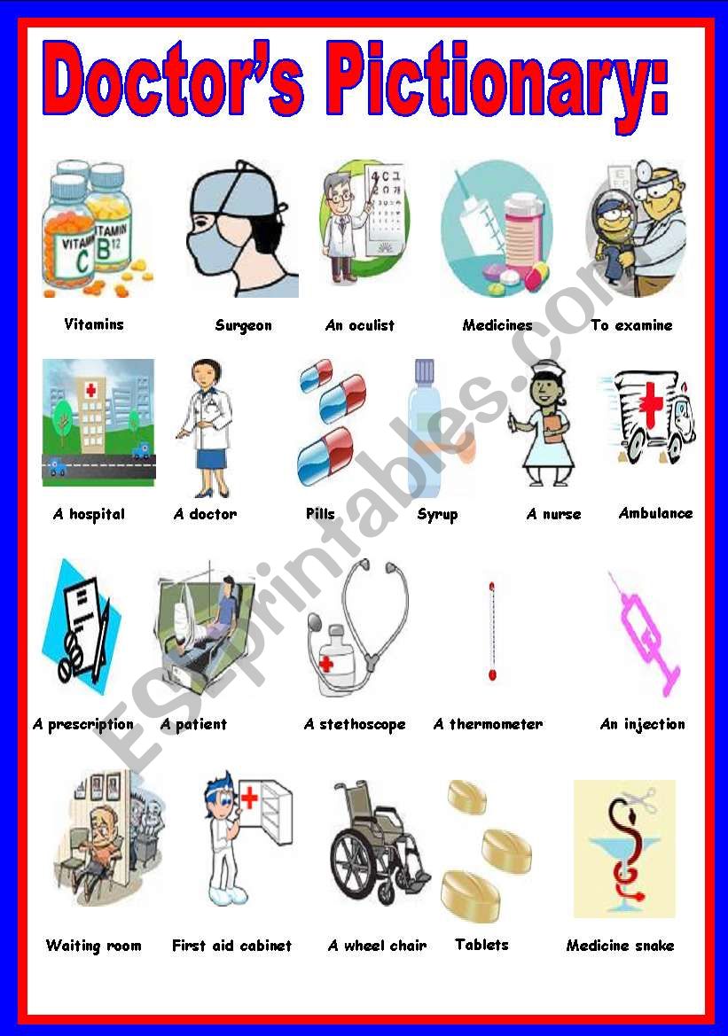 doctors pictionary worksheet