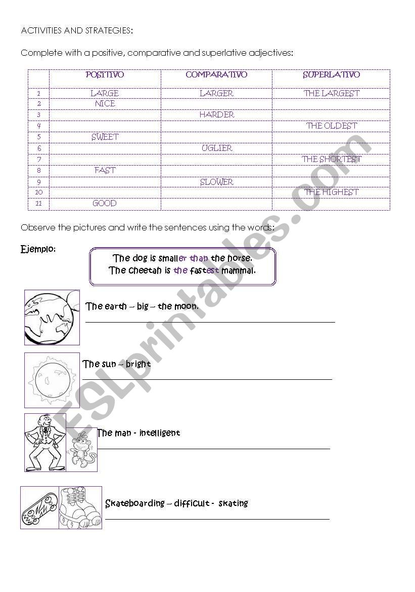 comparatives and superlatives worksheet