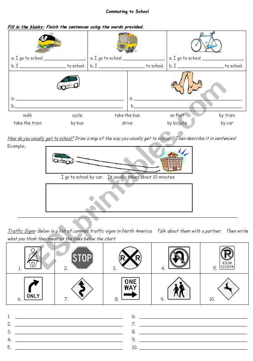 how do you get to school worksheet