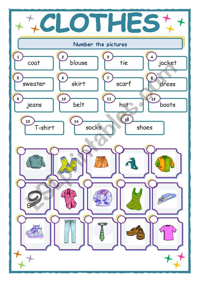 Clothes worksheet