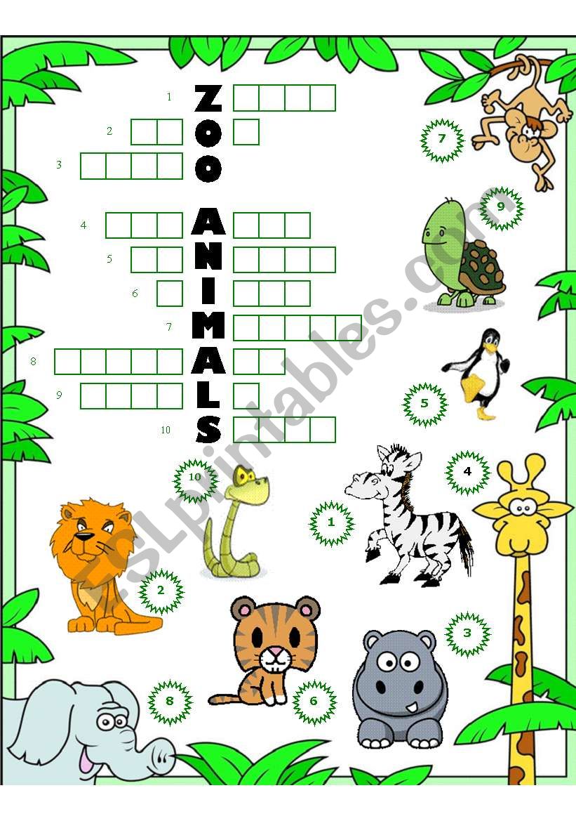 ZOO ANIMALS ACROSTIC worksheet