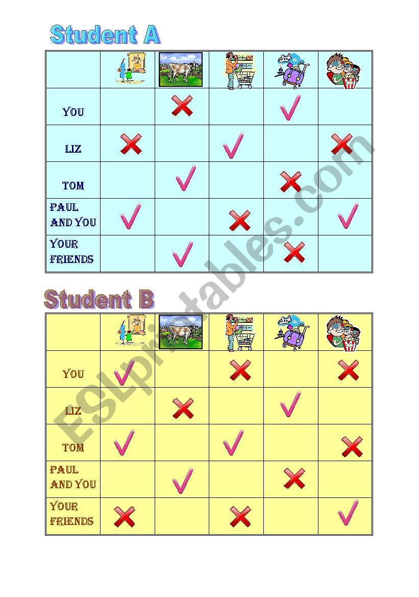 Yes/No questions and short answers pairwork sheet 1