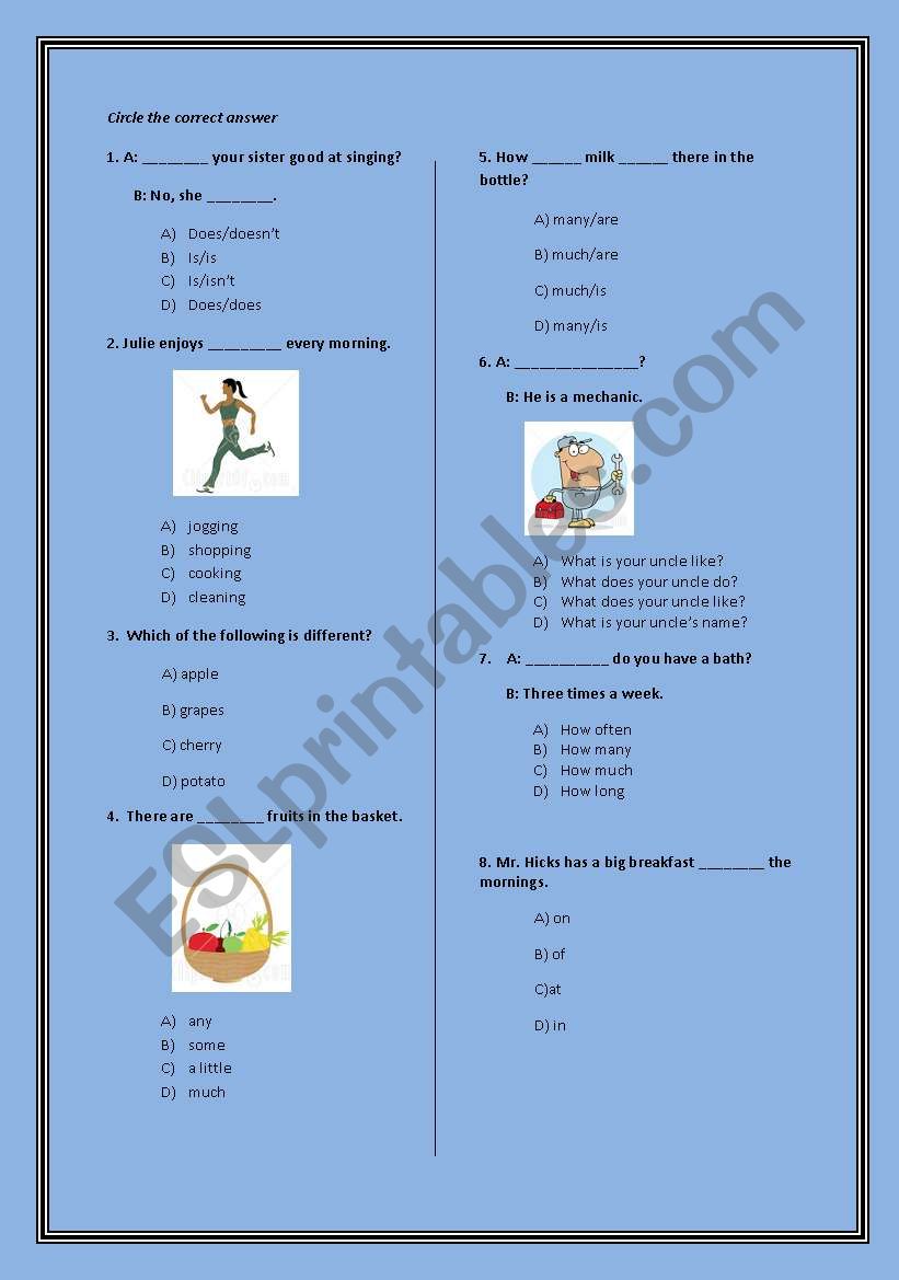 multiple choice various topics 2