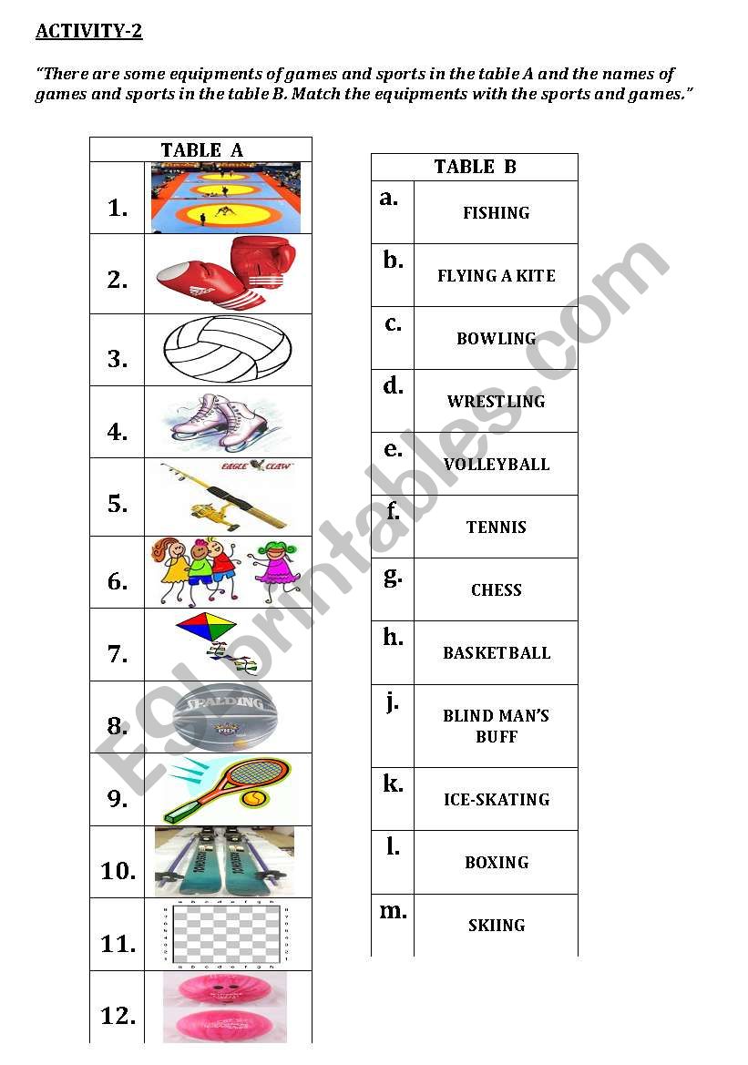 GAMES and SPORTS worksheet