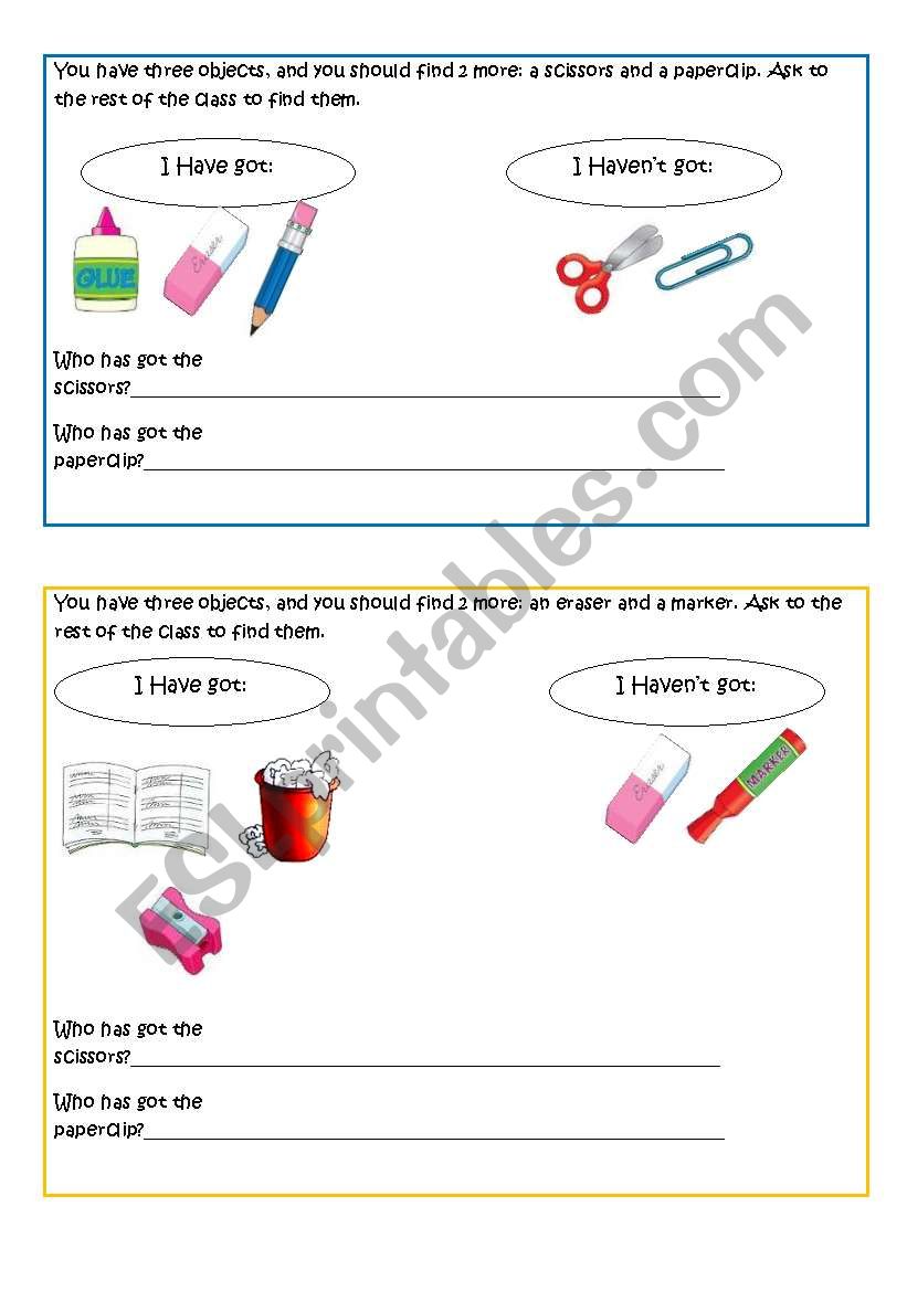 Speaking activity about classroom objects!