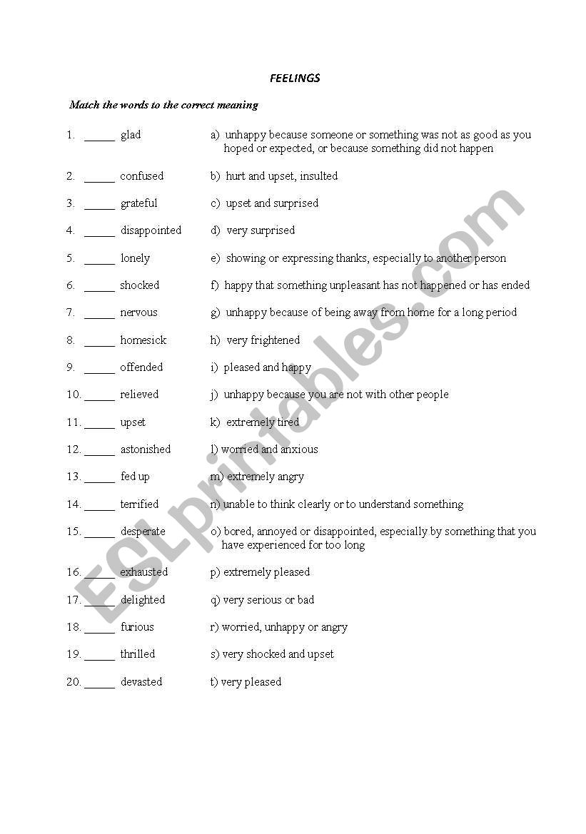 Feelings worksheet