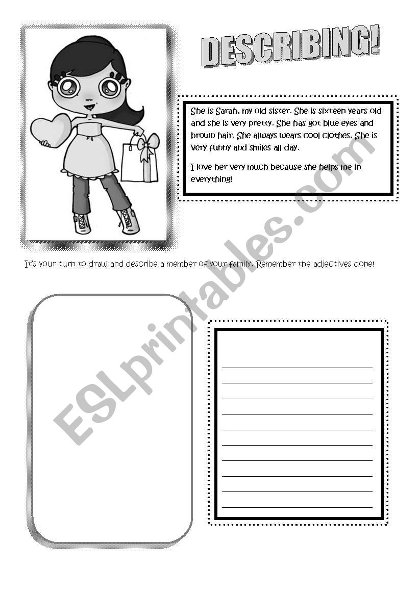 Describe a member family! worksheet