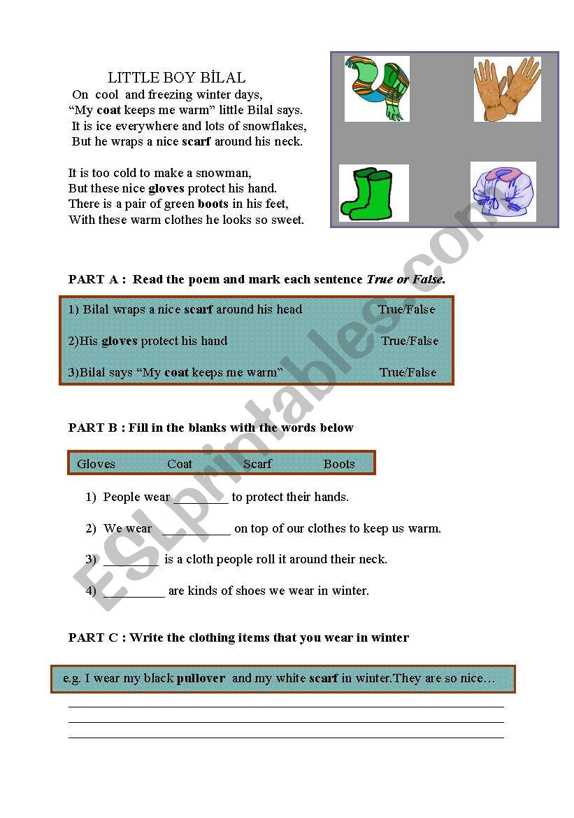 clothes worksheet