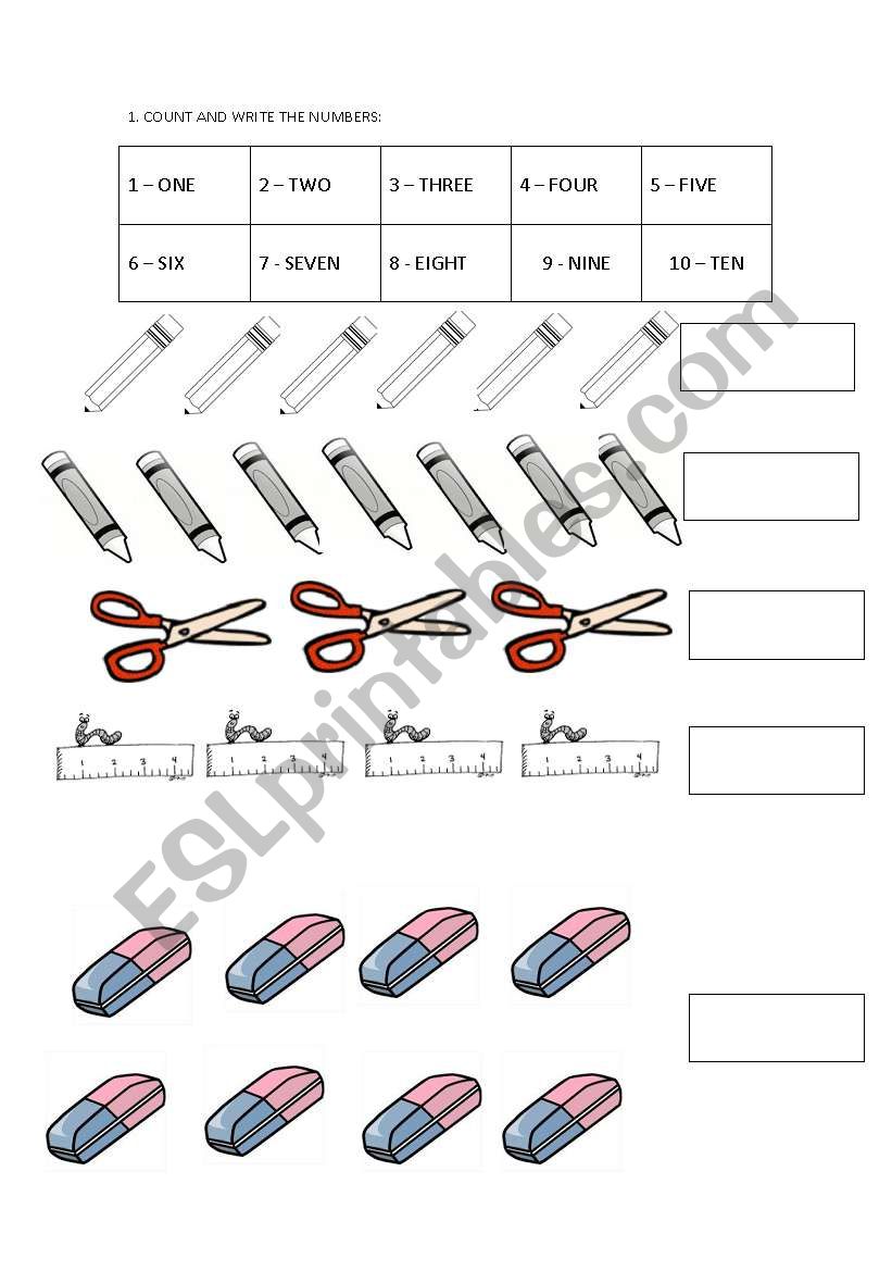 count and write ethe numbers worksheet