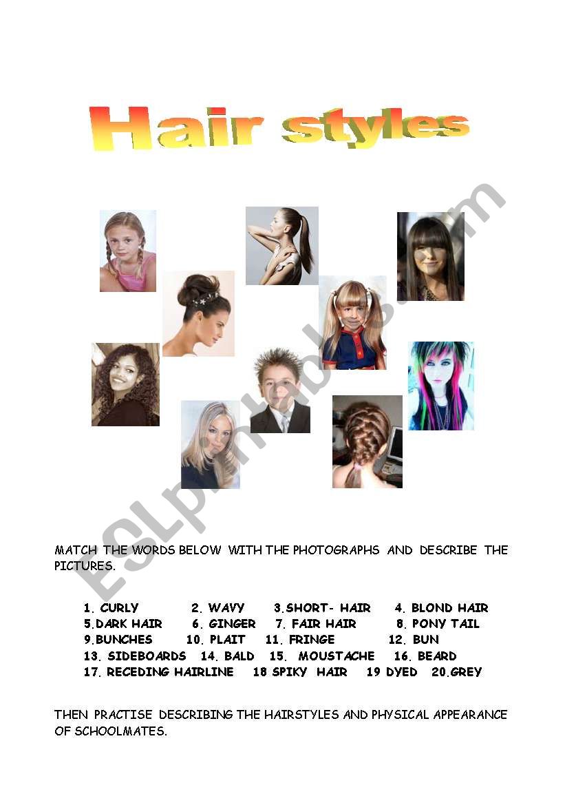 Hairstyles worksheet