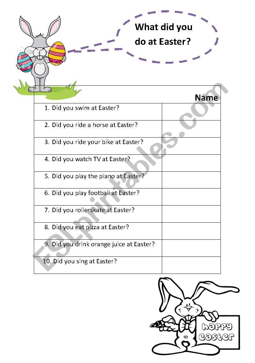 What did you do at Easter? worksheet