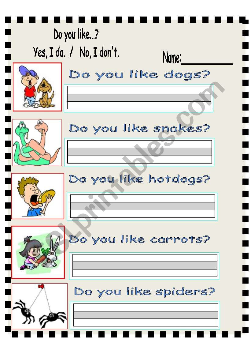 Do you like...? worksheet