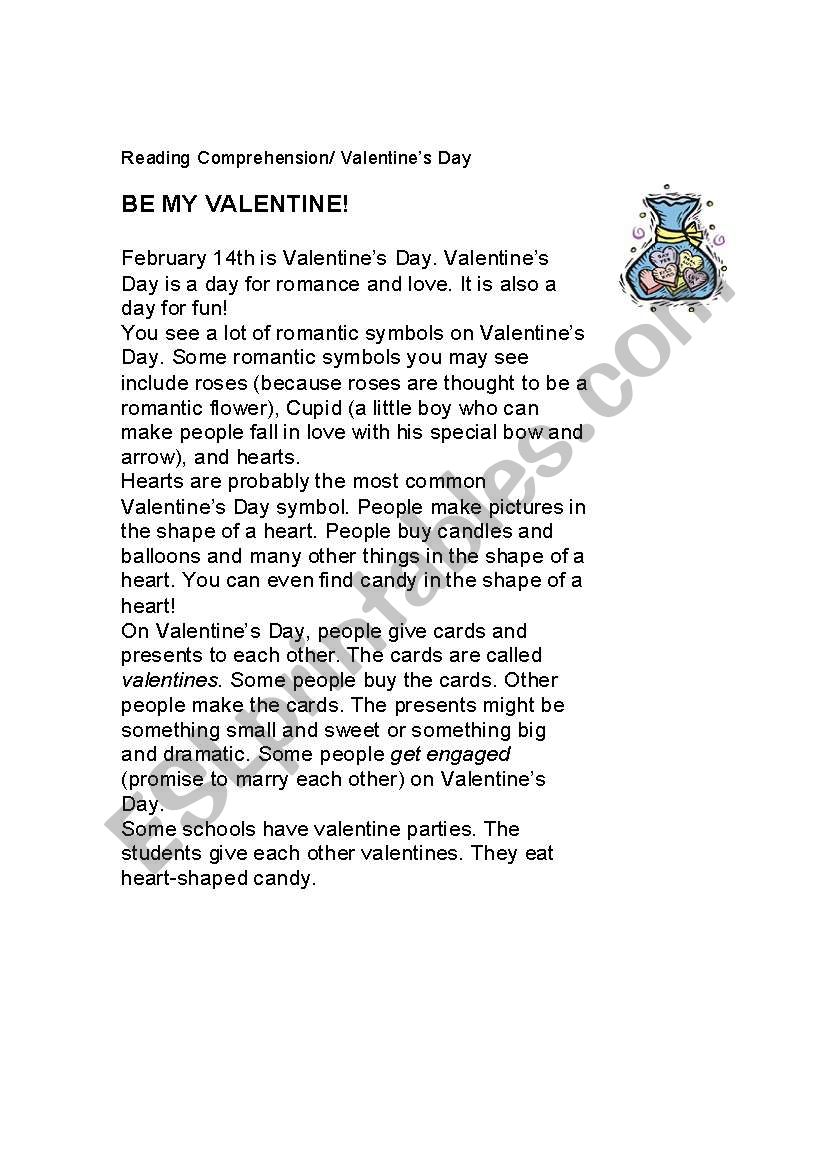 Reading Comprehension: Valentines Day