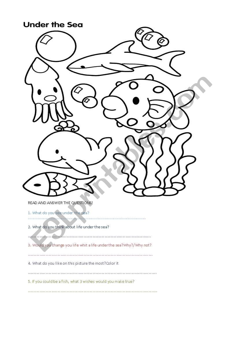 Under the sea worksheet