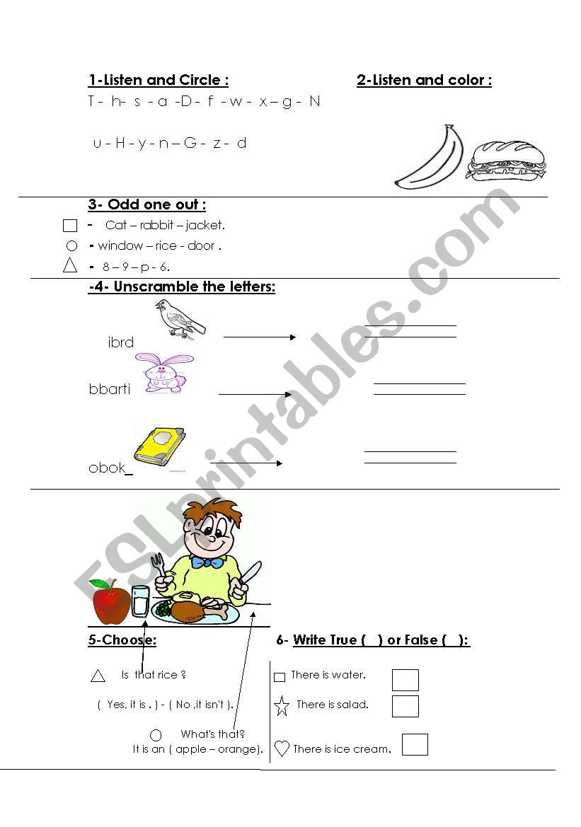 test for listening skill,writing and discussing