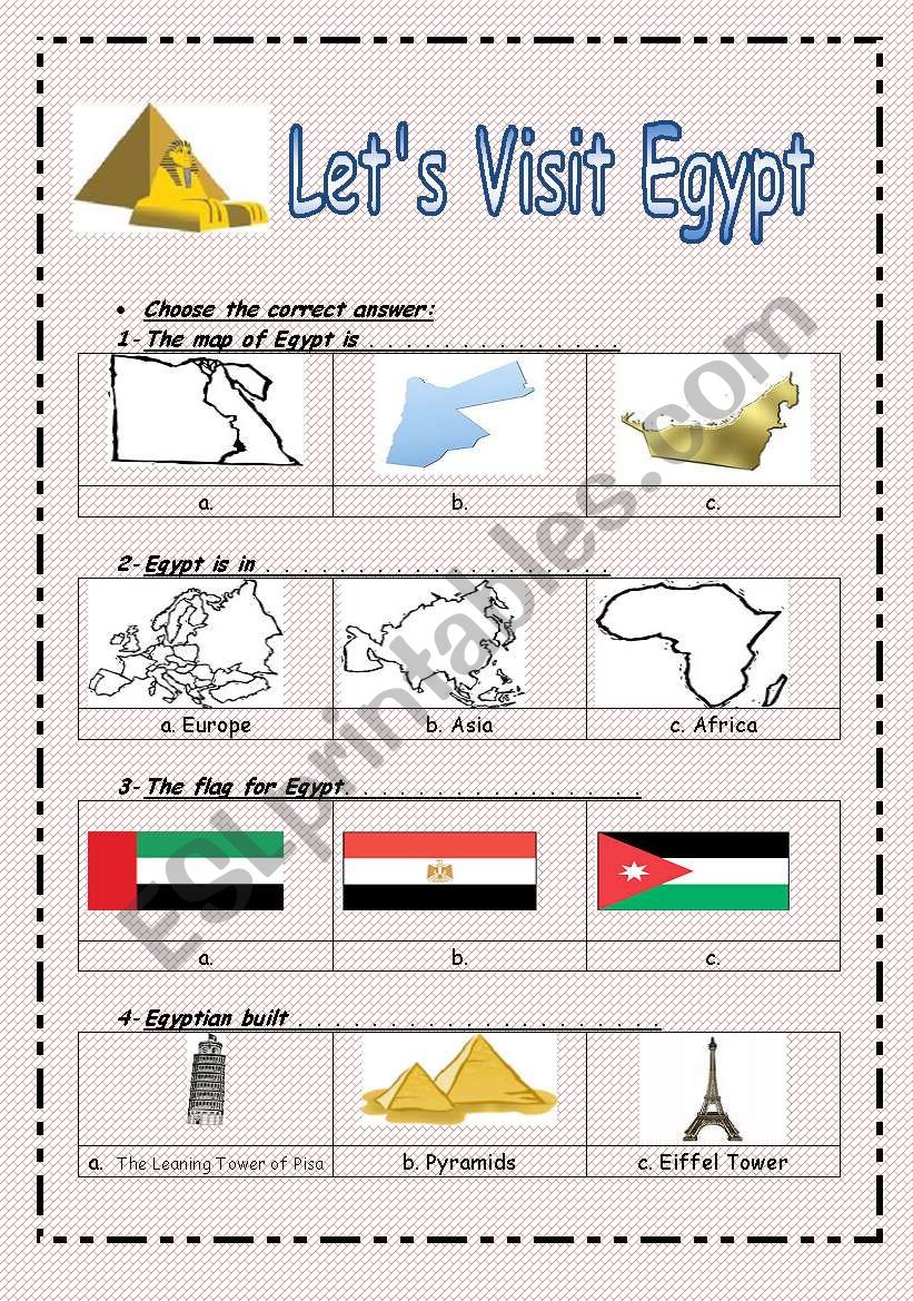 Lets Visit Egypt ( 2 pages ) worksheet