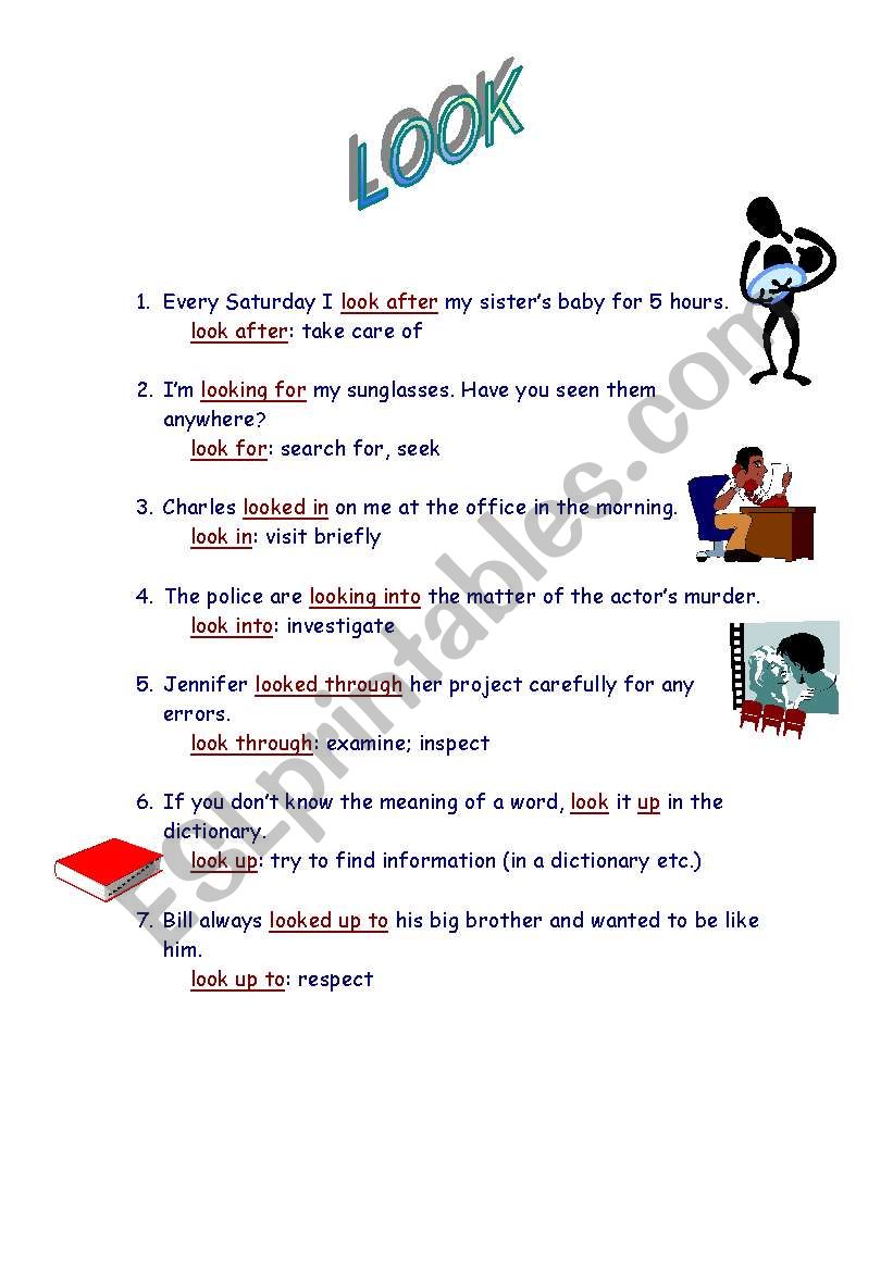 phrasal verb look worksheet