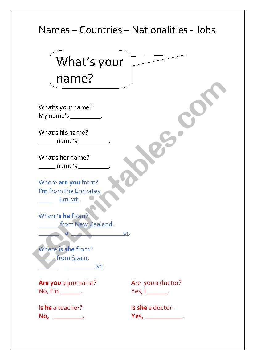 Whats your name? worksheet