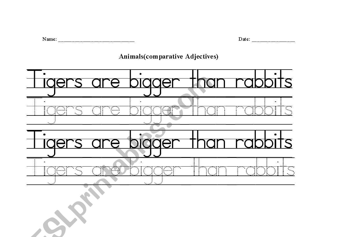 Handwriting (Comparative adjectives)