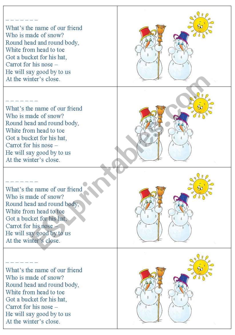 The Snowman Riddle worksheet