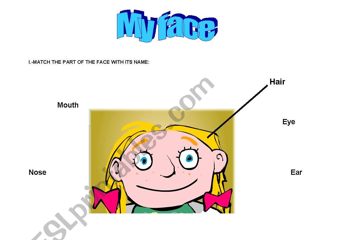 my face worksheet