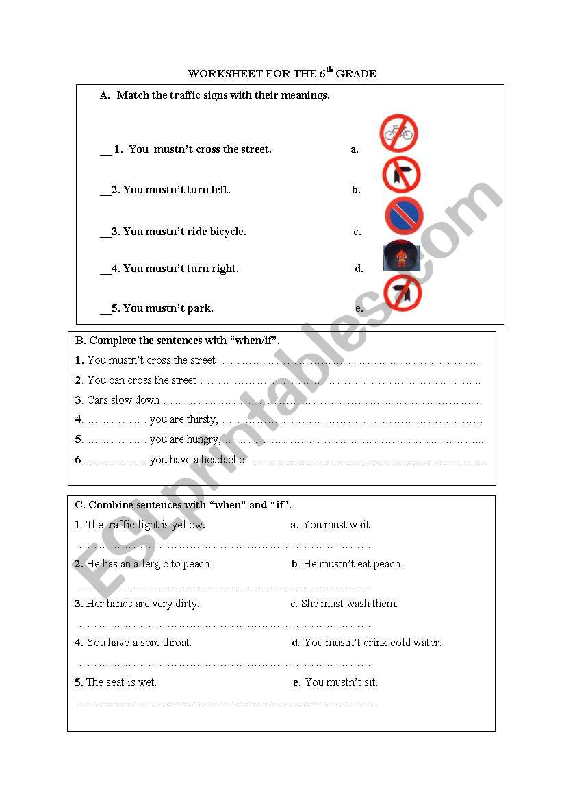 traffic rules worksheet