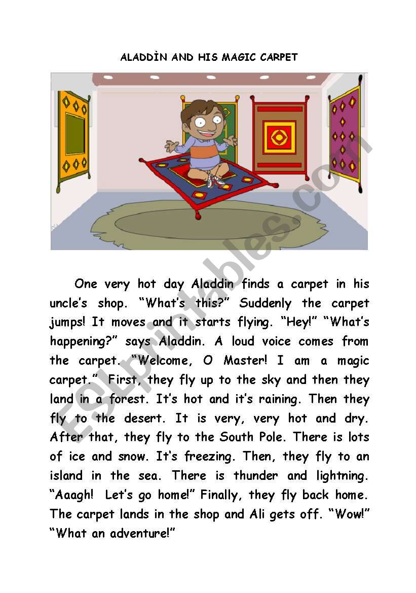 ALADDIN AND HIS MAGIC CARPET worksheet