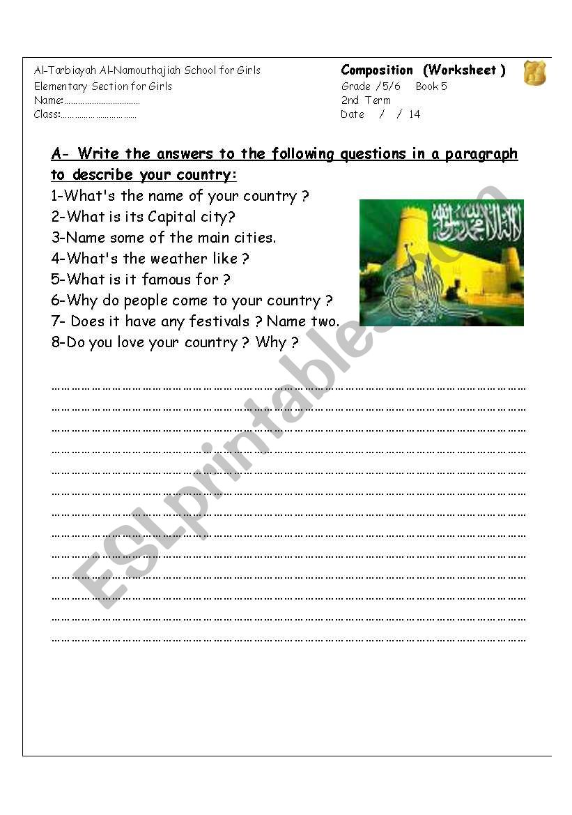 My Country worksheet