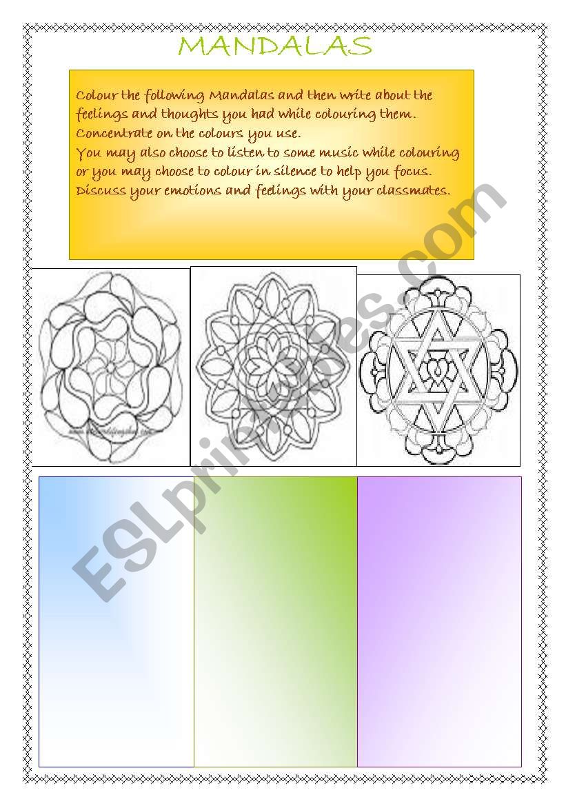 Mandalas worksheet