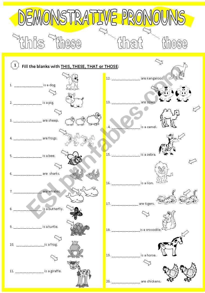 Demonstrative Pronouns worksheet