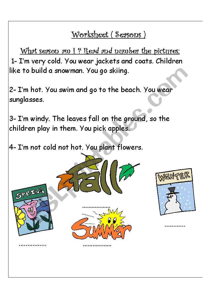 Seasons worksheet