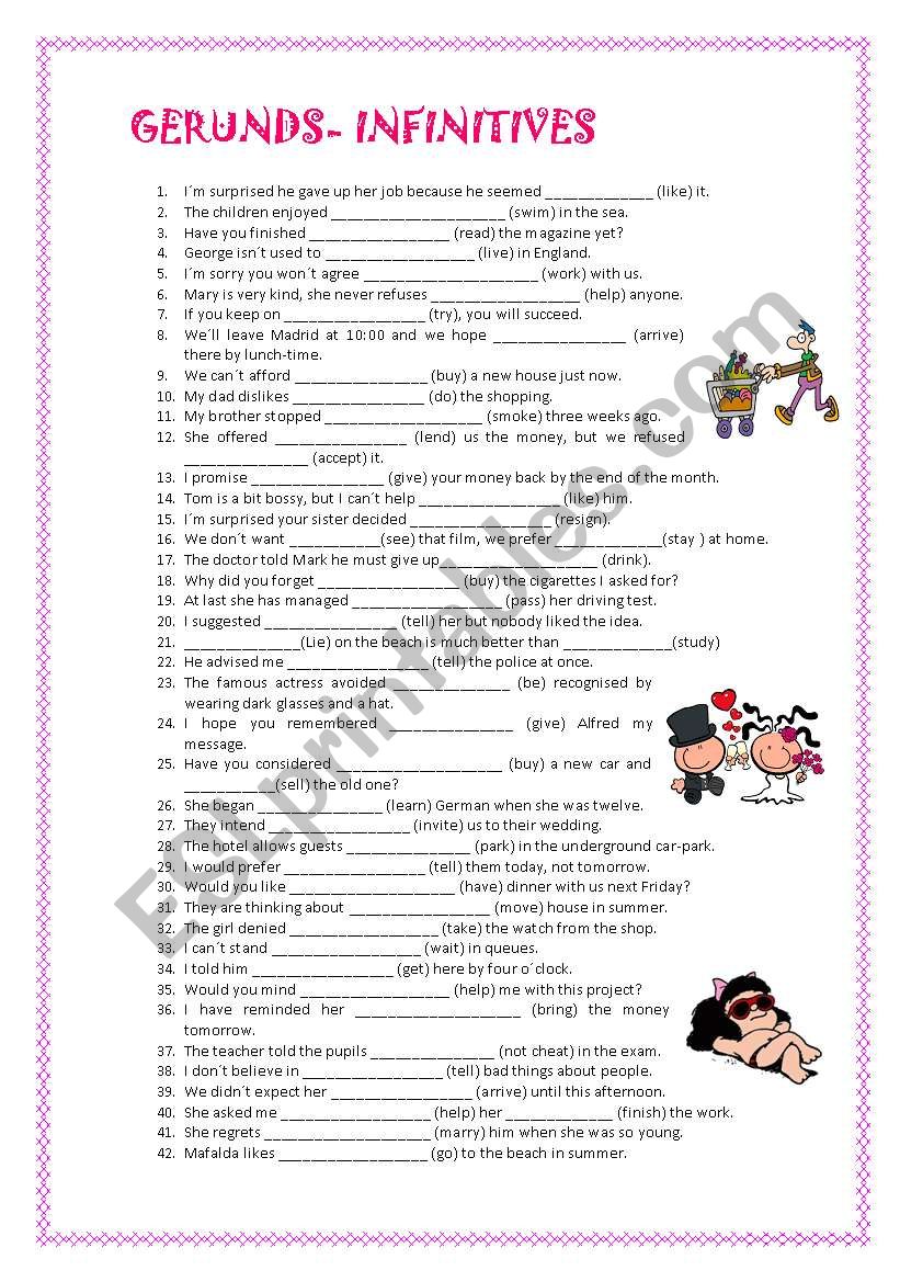 Gerunds- Infinitives worksheet